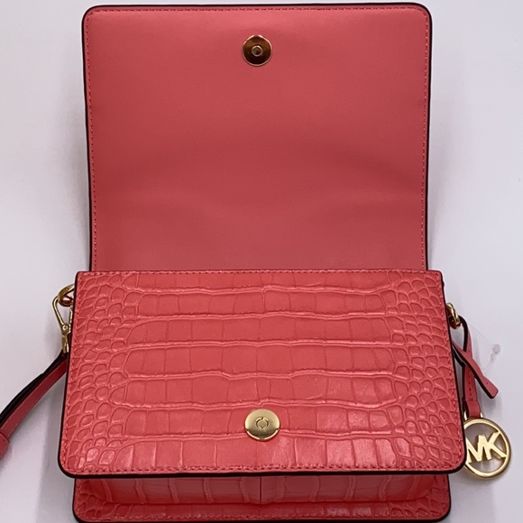 MICHAEL KORS MERCER SMALL CLUTCH XBODY GRAPEFRUIT - Picture 9 of 16